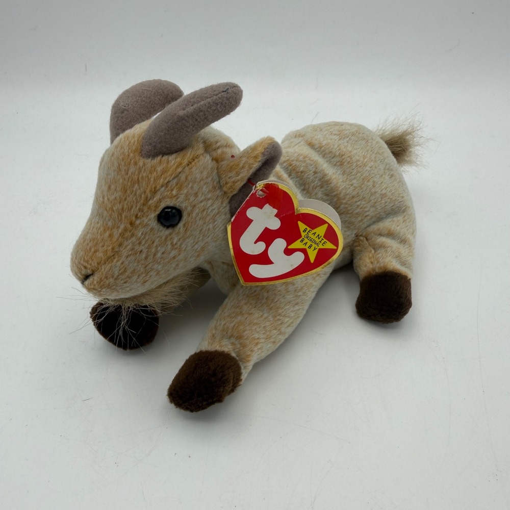 Ty Beanie Baby Cheeks the Goat Tan Plush Stuffed Animal 1999 With Tags‎